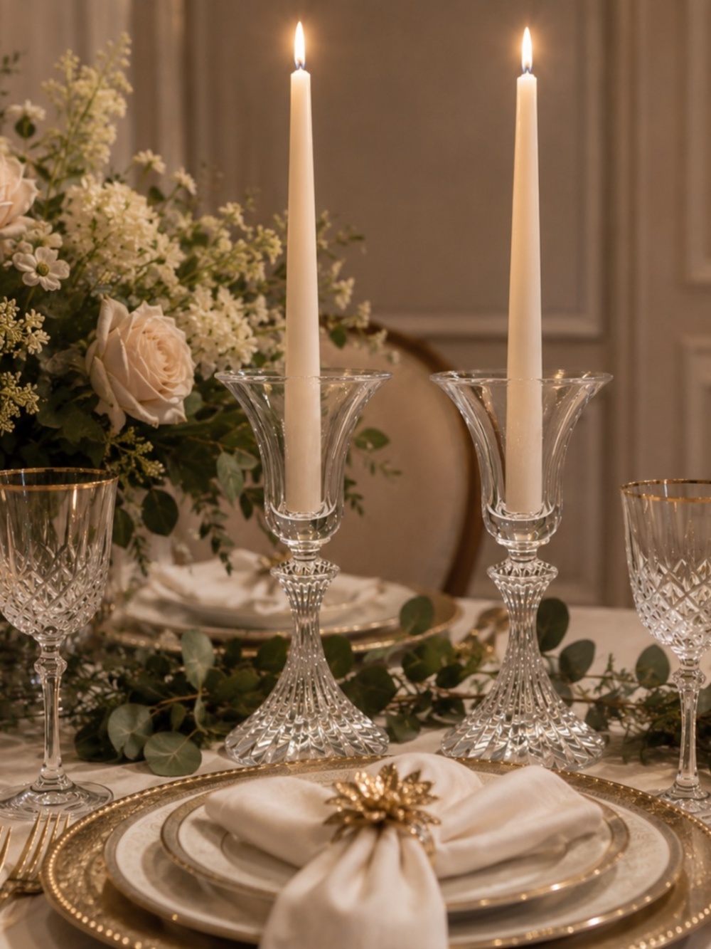NEW Pair of Mikasa The Ritz 6.25" Crystal Candle Stick Holders - Picture 2 of 2